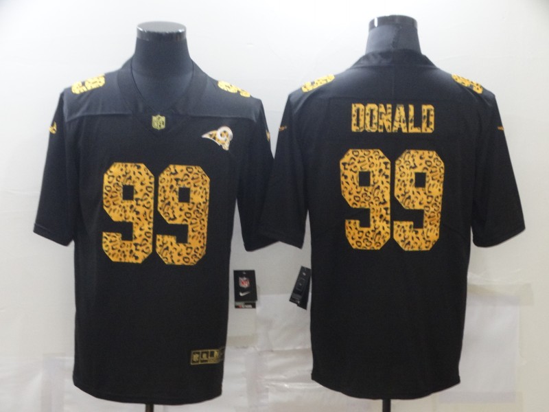 Men's Los Angeles Rams #99 Aaron Donald 2020 Black Leopard Print Fashion Limited Stitched Jersey
